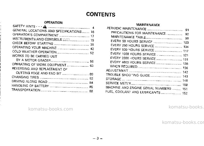 Komatsu gd705a-4jpn Operation manual cover Page 4