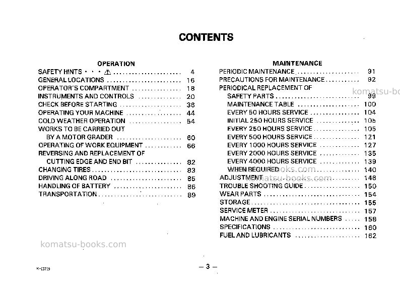 Komatsu gd655a-3jpn Operation manual cover Page 4 Komatsu gd655a-3jpn Operation manual cover Page 4