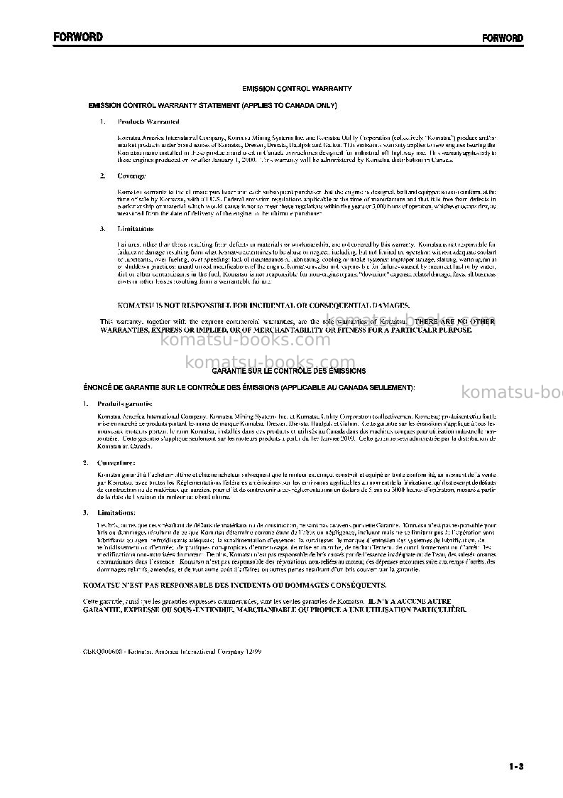 Komatsu d475a-3jpn-super dozer Operation manual cover Page 4 Komatsu d475a-3jpn-super dozer Operation manual cover Page 4