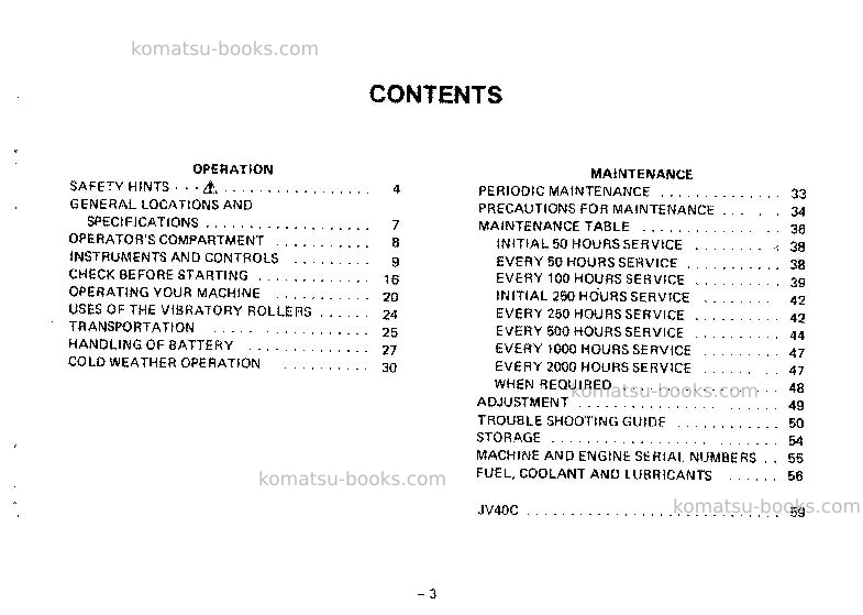 Komatsu jv40-1jpn Operation manual cover Page 4