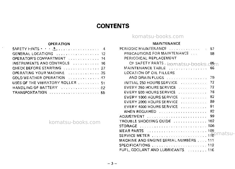 Komatsu jv100wp-1jpn Operation manual cover Page 4 Komatsu jv100wp-1jpn Operation manual cover Page 4