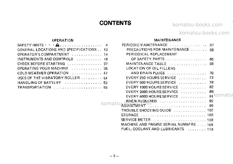 Komatsu jv100a-1jpn Operation manual cover Page 4 Komatsu jv100a-1jpn Operation manual cover Page 4