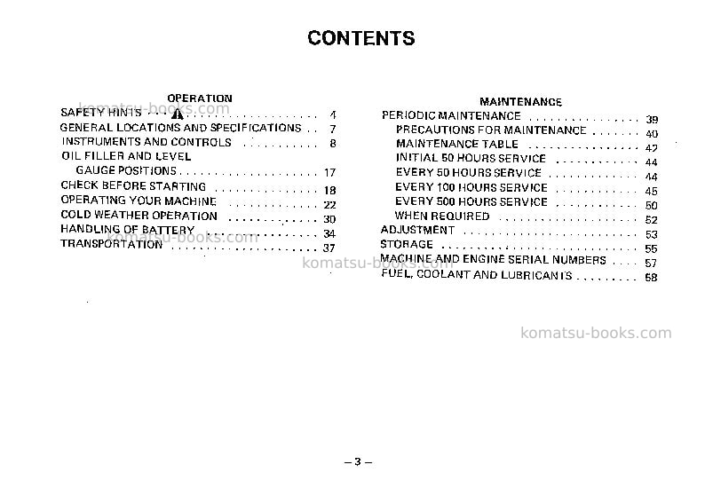 Komatsu jv28-1jpn Operation manual cover Page 4