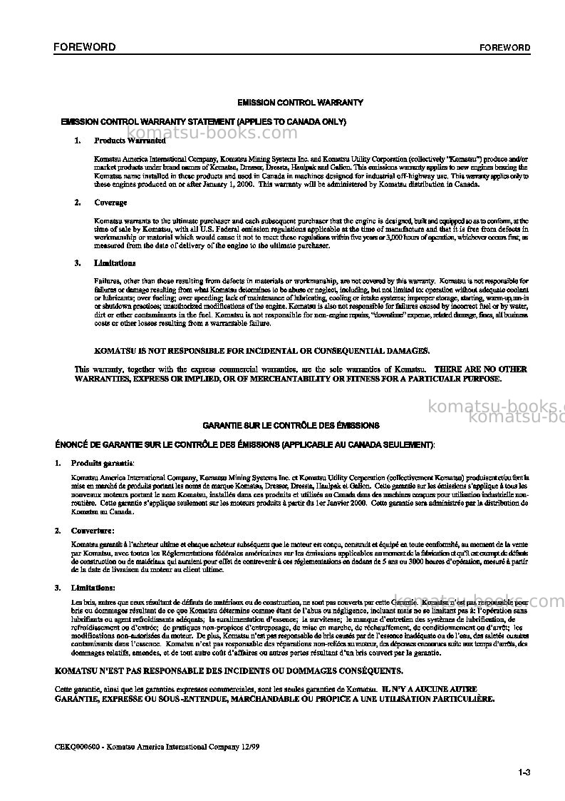Komatsu d65ex-12jpn Operation manual cover Page 4 Komatsu d65ex-12jpn Operation manual cover Page 4