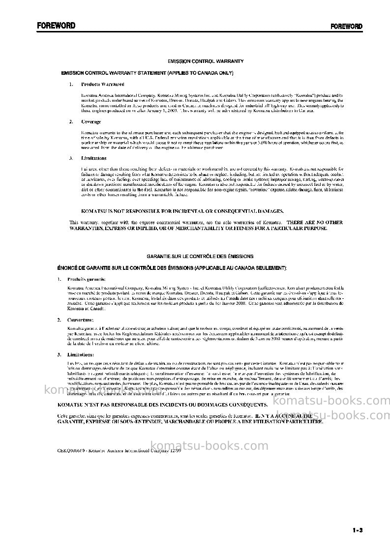 Komatsu hd785-5jpn Operation manual cover Page 4 Komatsu hd785-5jpn Operation manual cover Page 4