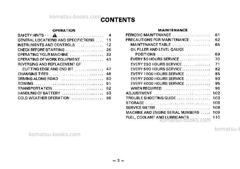 Komatsu gd313a-1jpn Operation manual cover Page 4 Komatsu gd313a-1jpn Operation manual cover Page 4