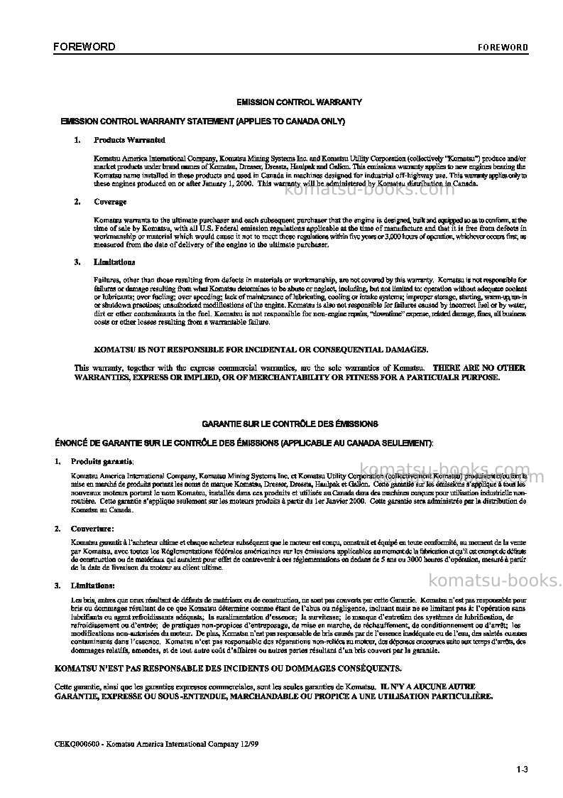 Komatsu pc60-7jpn Operation manual cover Page 4