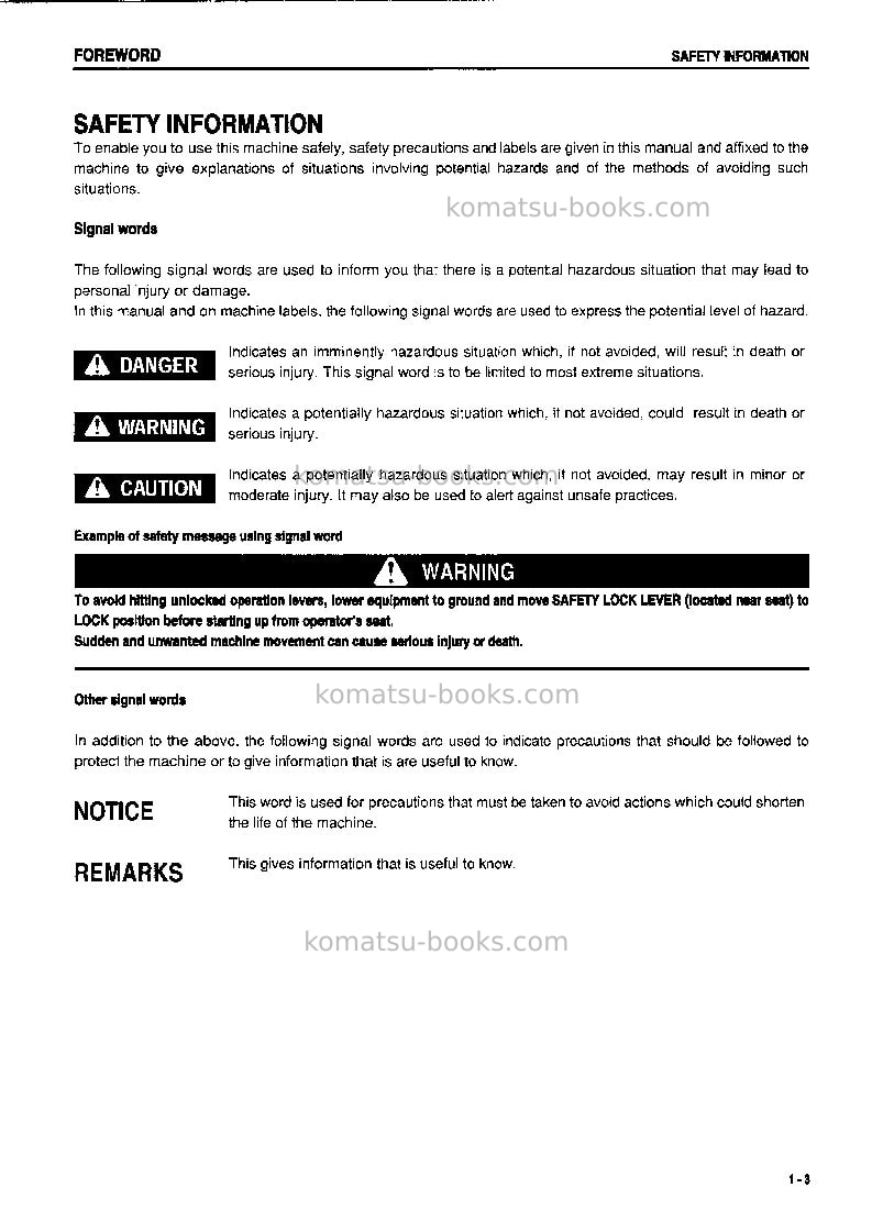Komatsu pc60-7jpn Operation manual cover Page 4
