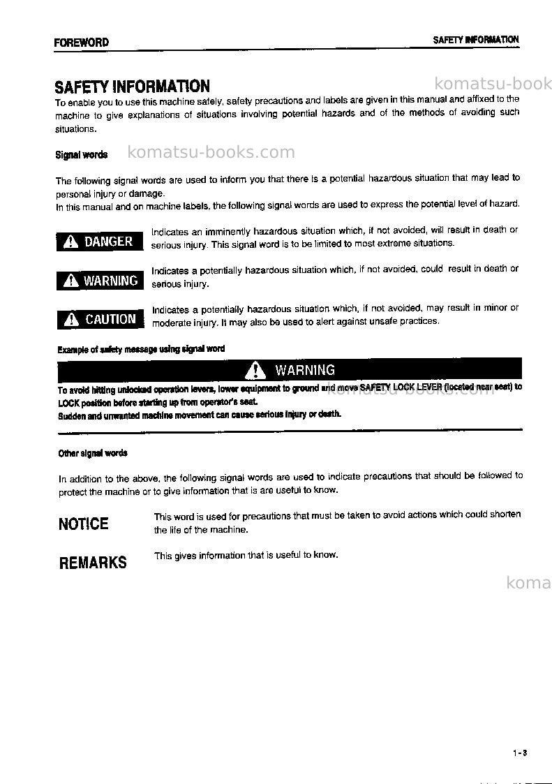 Komatsu pc60-7jpn-w/ front blade Operation manual cover Page 4