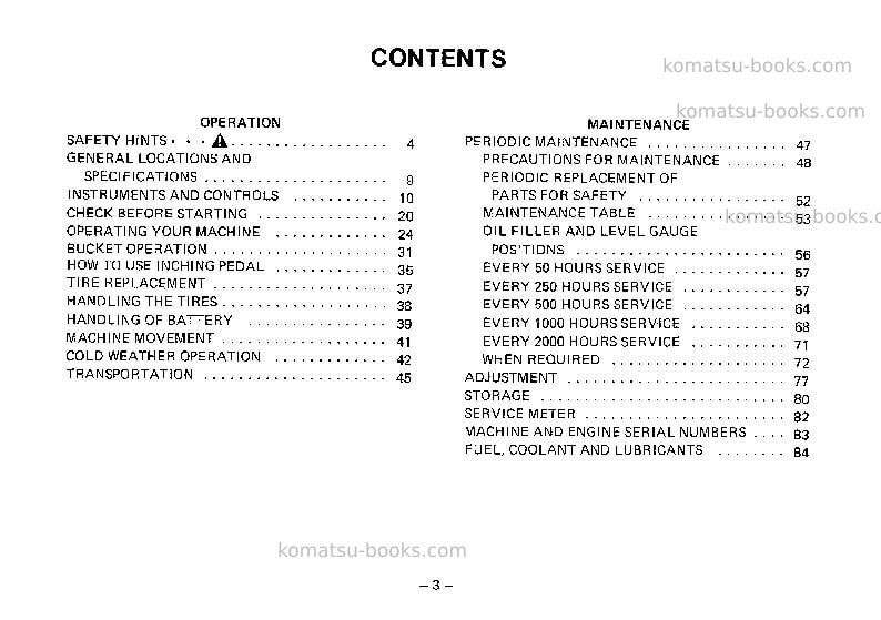 Komatsu wa20-1jpn Operation manual cover Page 4 Komatsu wa20-1jpn Operation manual cover Page 4