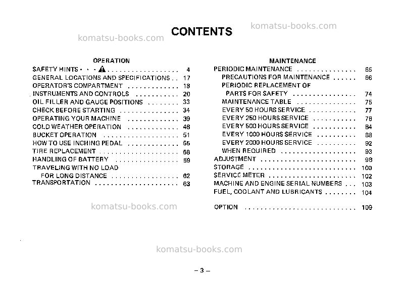 Komatsu wa40-1jpn Operation manual cover Page 4 Komatsu wa40-1jpn Operation manual cover Page 4