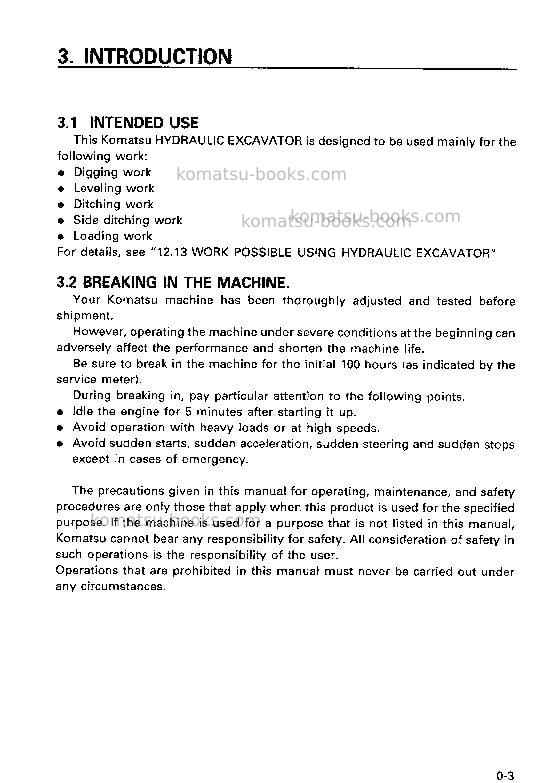 Komatsu pc03-2jpn Operation manual cover Page 4 Komatsu pc03-2jpn Operation manual cover Page 4