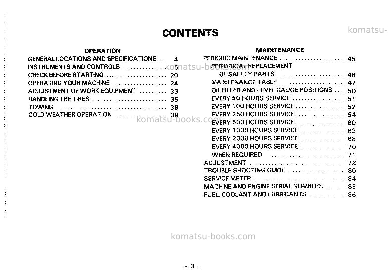Komatsu wa70-1jpn Operation manual cover Page 4 Komatsu wa70-1jpn Operation manual cover Page 4