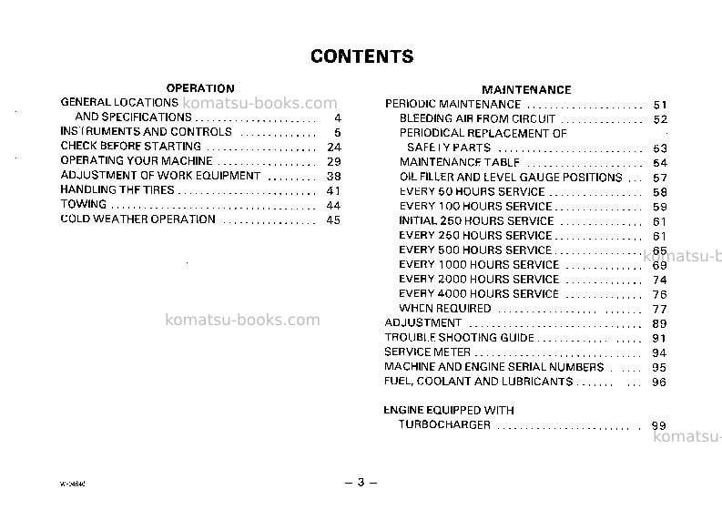 Komatsu wa100-1jpn Operation manual cover Page 4