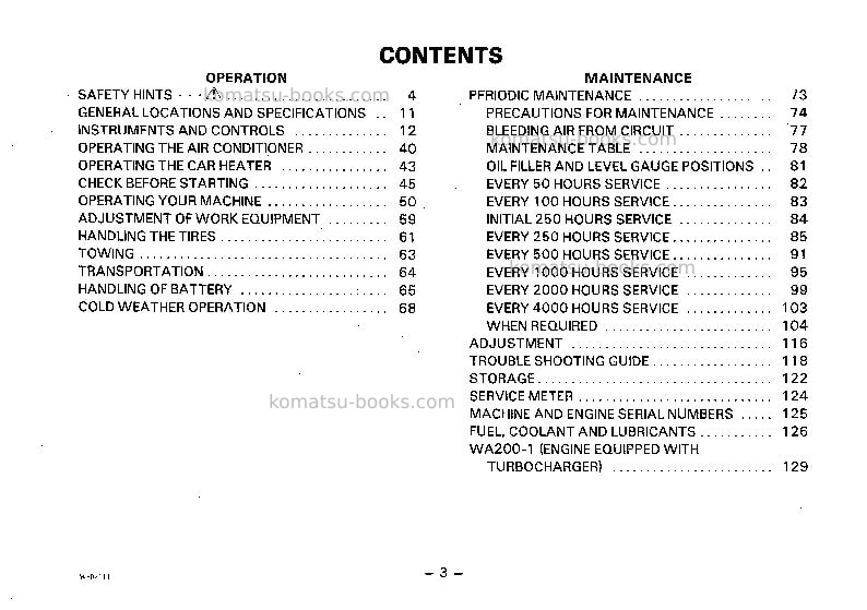Komatsu wa200-1jpn Operation manual cover Page 4 Komatsu wa200-1jpn Operation manual cover Page 4