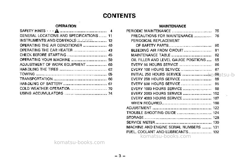Komatsu wa300-1jpn Operation manual cover Page 4 Komatsu wa300-1jpn Operation manual cover Page 4