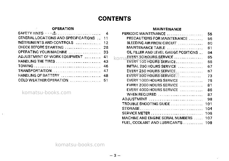 Komatsu wa300-1jpn-c spec Operation manual cover Page 4 Komatsu wa300-1jpn-c spec Operation manual cover Page 4
