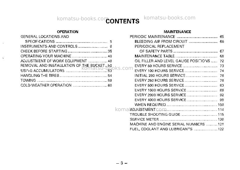 Komatsu wa500-1jpn Operation manual cover Page 4 Komatsu wa500-1jpn Operation manual cover Page 4