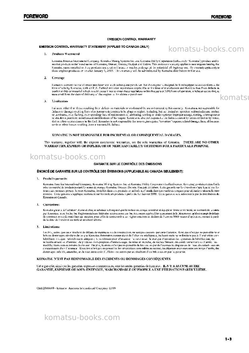 Komatsu gd675-3jpn-a Operation manual cover Page 4 Komatsu gd675-3jpn-a Operation manual cover Page 4
