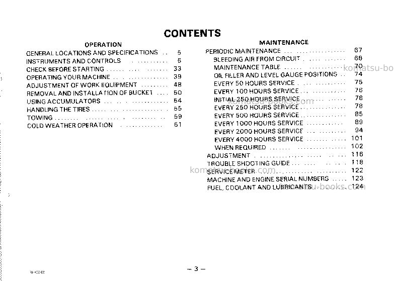 Komatsu wa600-1jpn Operation manual cover Page 4