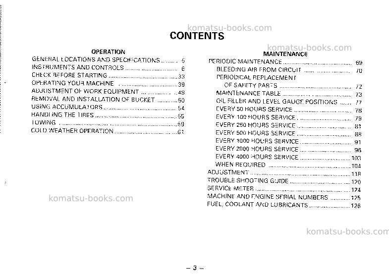 Komatsu wa600-1jpn Operation manual cover Page 4 Komatsu wa600-1jpn Operation manual cover Page 4