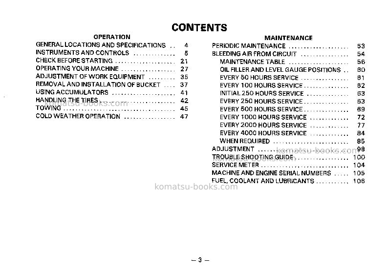 Komatsu wa600-1jpn-c spec Operation manual cover Page 4 Komatsu wa600-1jpn-c spec Operation manual cover Page 4