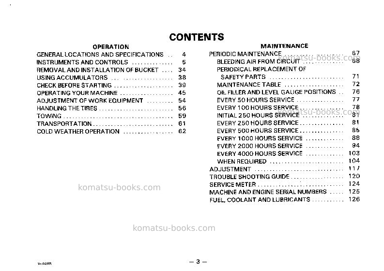 Komatsu wa800-2jpn Operation manual cover Page 4 Komatsu wa800-2jpn Operation manual cover Page 4