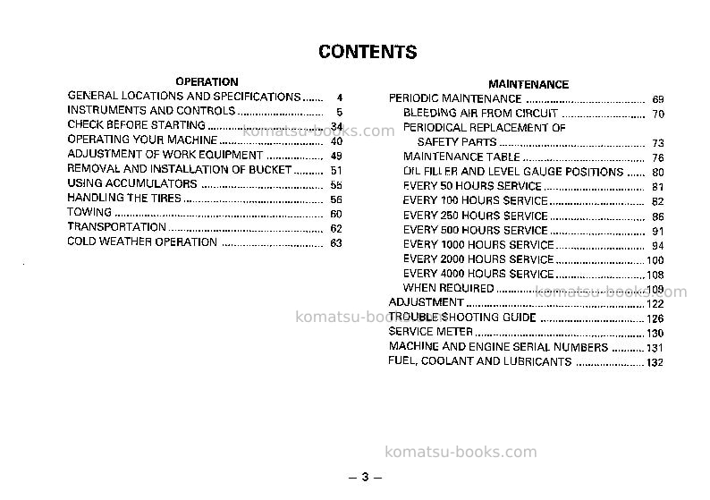 Komatsu wa800-2jpn Operation manual cover Page 4 Komatsu wa800-2jpn Operation manual cover Page 4