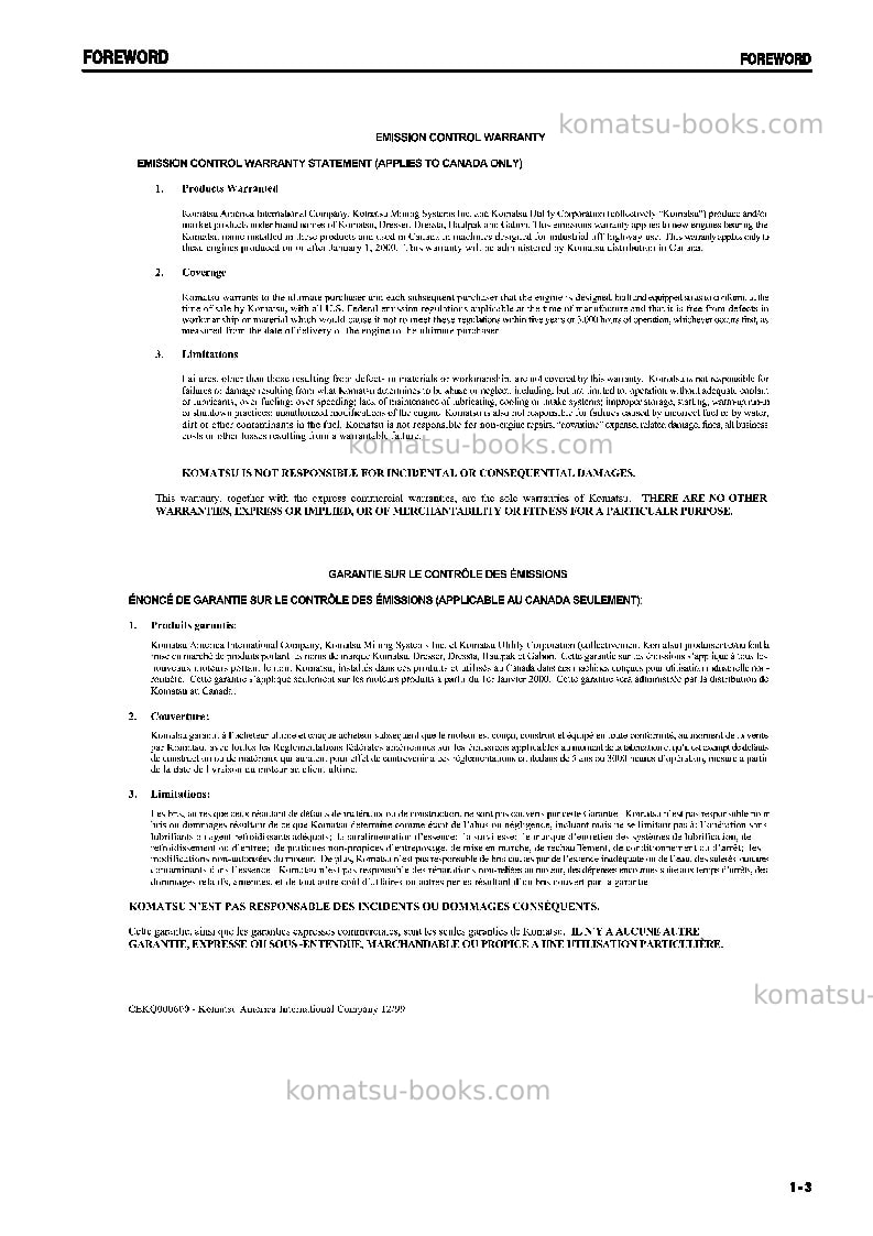 Komatsu wa600-3jpn-tbg Operation manual cover Page 4 Komatsu wa600-3jpn-tbg Operation manual cover Page 4