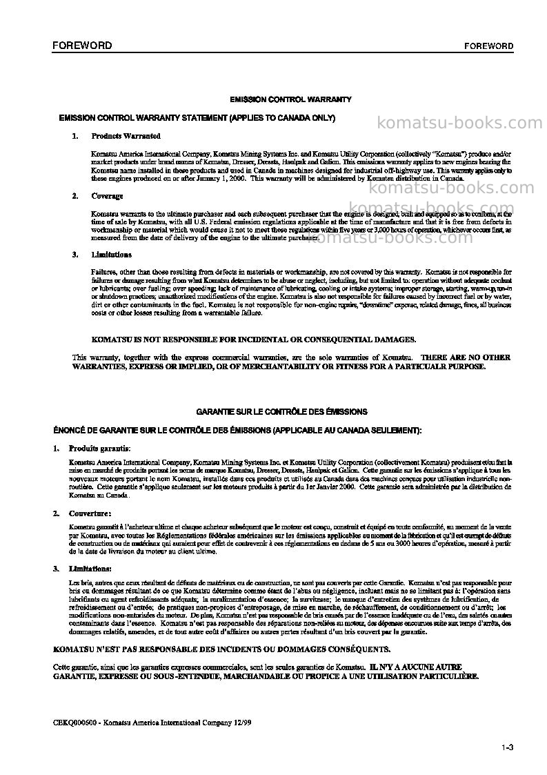 Komatsu pc300lc-7jpn Operation manual cover Page 4