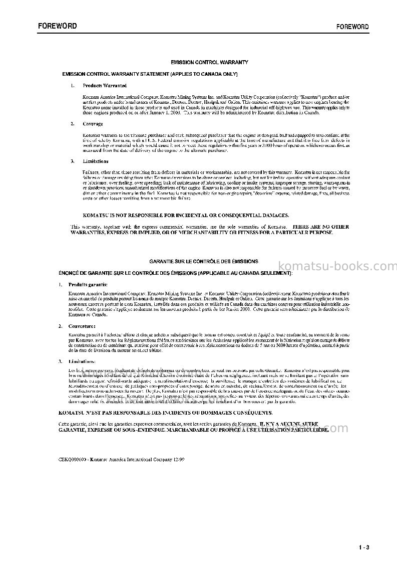 Komatsu pc750se-7jpn Operation manual cover Page 4 Komatsu pc750se-7jpn Operation manual cover Page 4