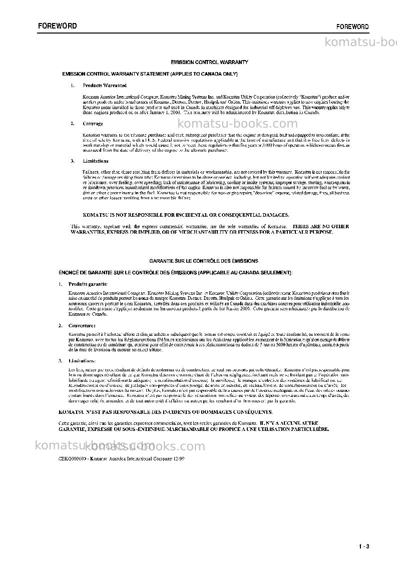 Komatsu pc750-7jpn Operation manual cover Page 4 Komatsu pc750-7jpn Operation manual cover Page 4