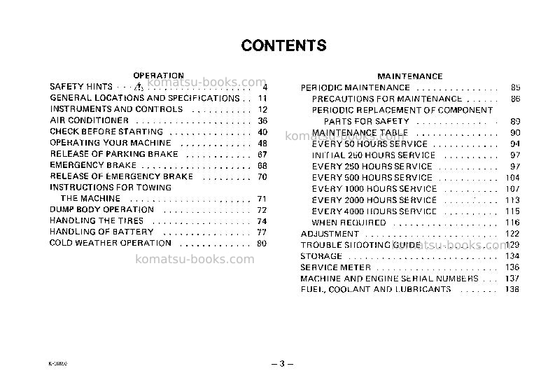 Komatsu hd325-5jpn Operation manual cover Page 4