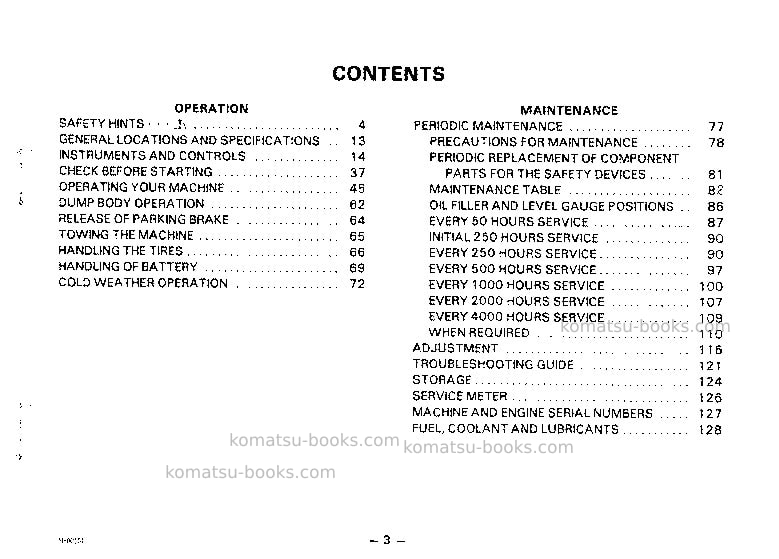 Komatsu hd205-3jpn Operation manual cover Page 4 Komatsu hd205-3jpn Operation manual cover Page 4