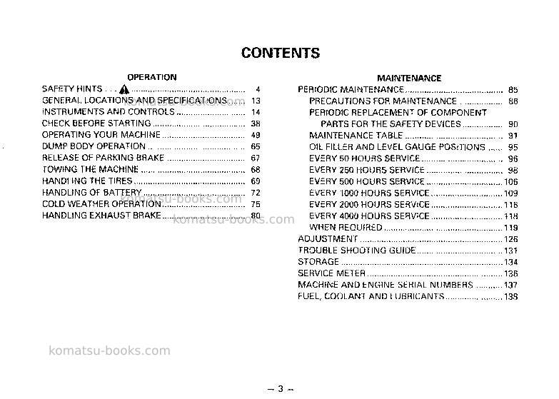 Komatsu hd205-3jpn Operation manual cover Page 4
