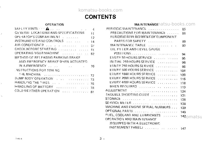 Komatsu hd465-3jpn Operation manual cover Page 4 Komatsu hd465-3jpn Operation manual cover Page 4