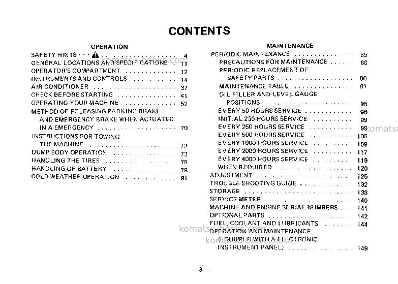 Komatsu hd465-3jpn Operation manual cover Page 4 Komatsu hd465-3jpn Operation manual cover Page 4