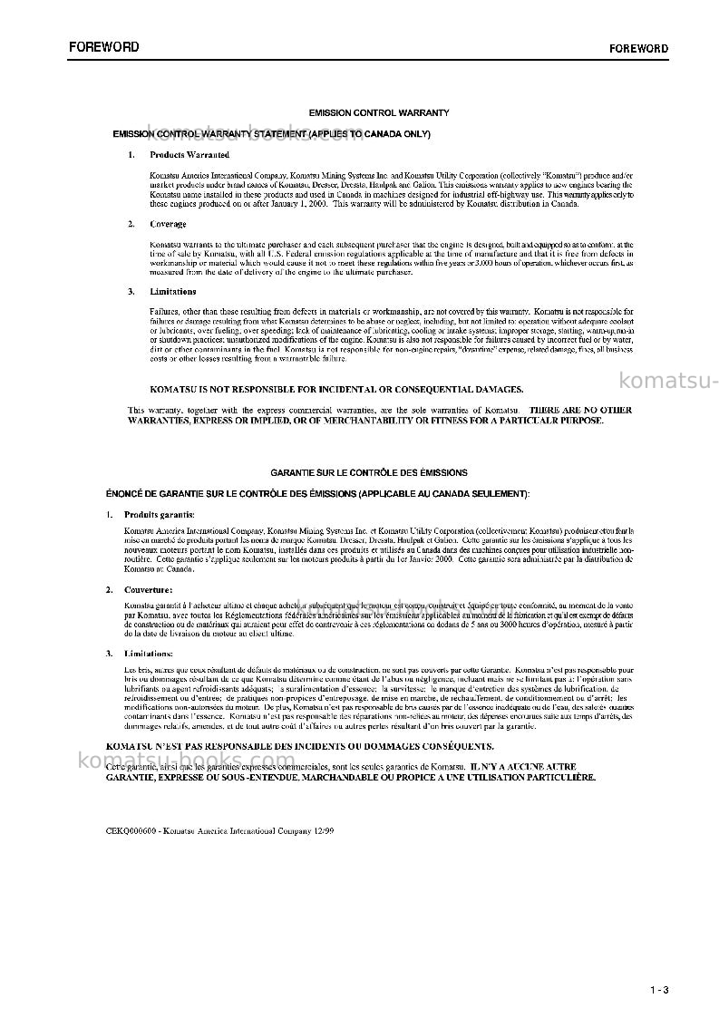 Komatsu saa6d170e-3jpn-for generator Operation manual cover Page 4 Komatsu saa6d170e-3jpn-for generator Operation manual cover Page 4