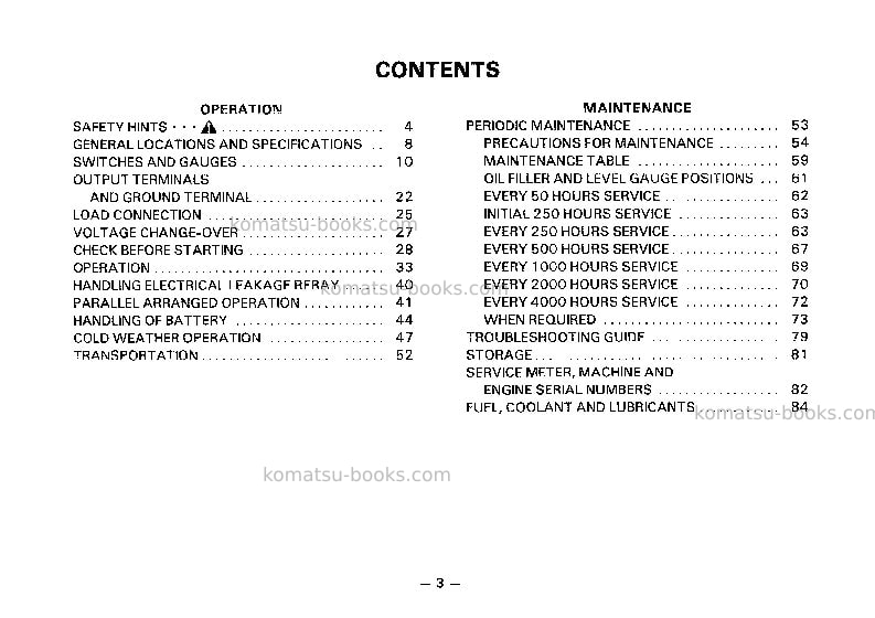 Komatsu eg275bs-2jpn Operation manual cover Page 4 Komatsu eg275bs-2jpn Operation manual cover Page 4