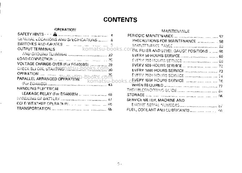 Komatsu eg400b-2jpn Operation manual cover Page 4 Komatsu eg400b-2jpn Operation manual cover Page 4