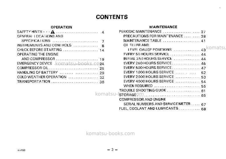 Komatsu ec75zs-3jpn Operation manual cover Page 4 Komatsu ec75zs-3jpn Operation manual cover Page 4