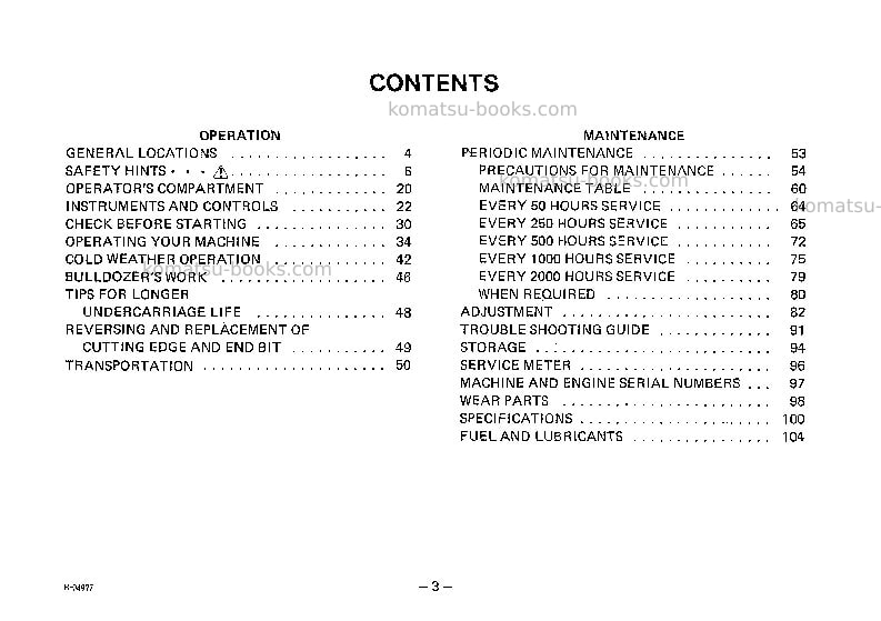 Komatsu d20a-5jpn Operation manual cover Page 4 Komatsu d20a-5jpn Operation manual cover Page 4