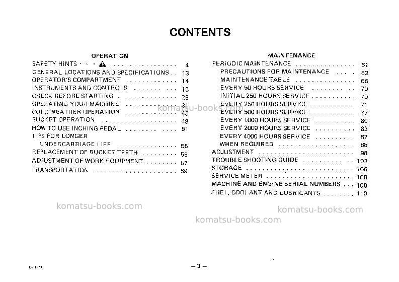 Komatsu d41s-3jpn Operation manual cover Page 4 Komatsu d41s-3jpn Operation manual cover Page 4