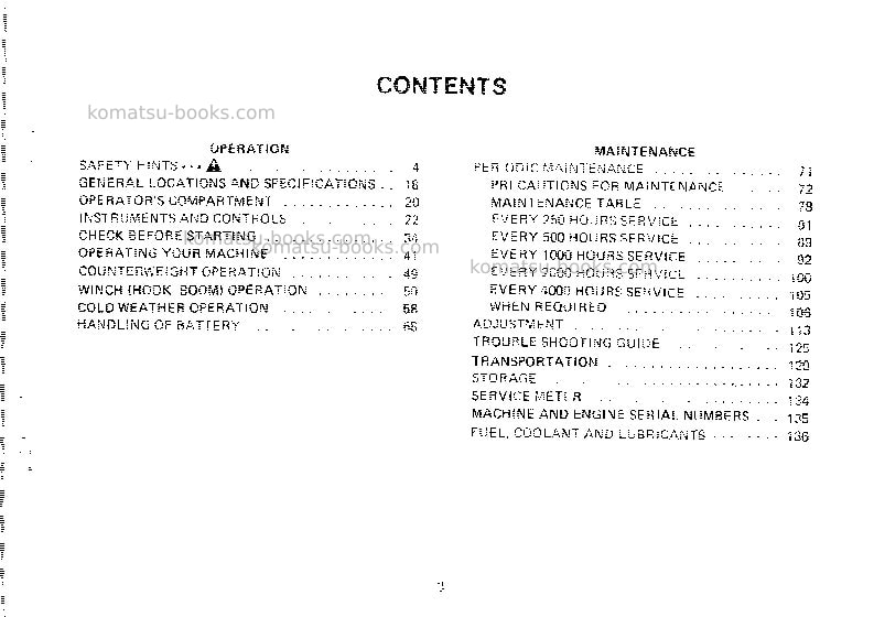 Komatsu d355c-3jpn Operation manual cover Page 4