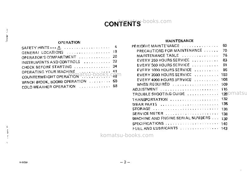 Komatsu d355c-3jpn Operation manual cover Page 4