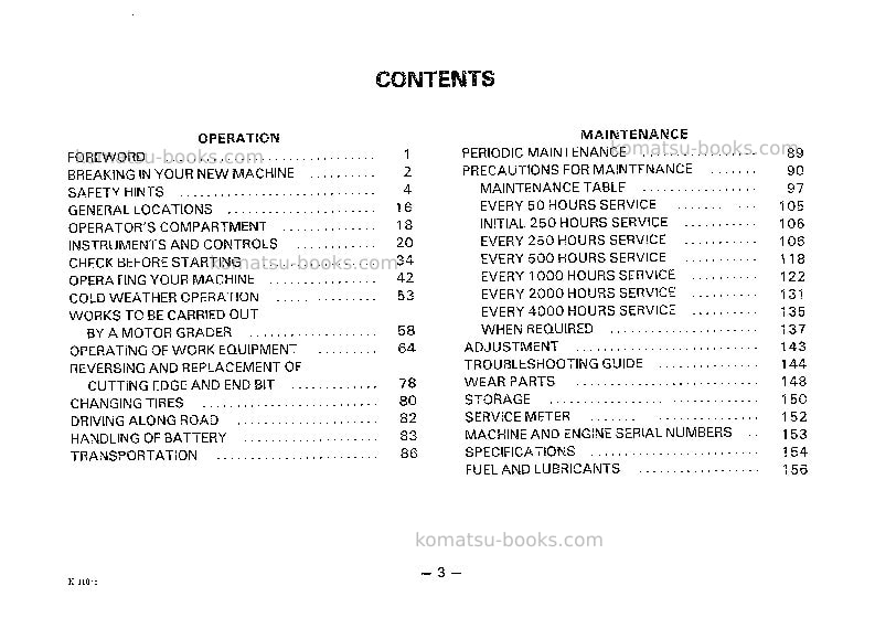 Komatsu gd705a-3jpn Operation manual cover Page 4 Komatsu gd705a-3jpn Operation manual cover Page 4