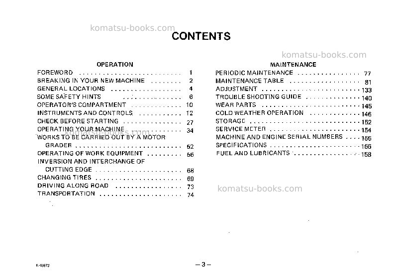 Komatsu gd600r-1jpn Operation manual cover Page 4 Komatsu gd600r-1jpn Operation manual cover Page 4
