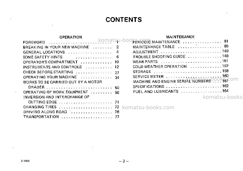 Komatsu gd605a-1jpn Operation manual cover Page 4 Komatsu gd605a-1jpn Operation manual cover Page 4