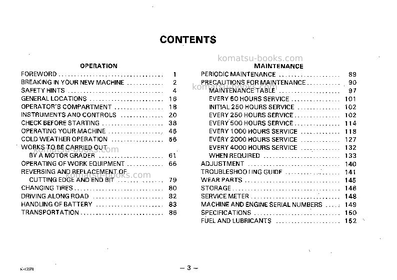 Komatsu gd505a-2jpn Operation manual cover Page 4 Komatsu gd505a-2jpn Operation manual cover Page 4
