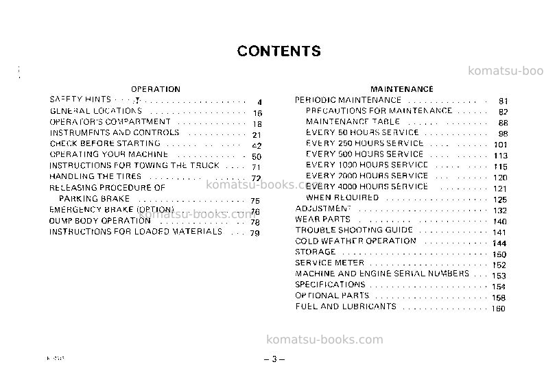 Komatsu hd320-3jpn Operation manual cover Page 4 Komatsu hd320-3jpn Operation manual cover Page 4